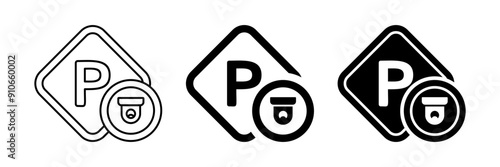 collection of parking security camera symbols. parking video monitoring icon. isolated design on white background
