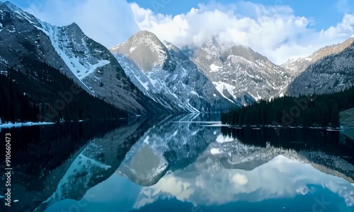 Wallpaper Mural Serene Mountain Lake Reflection Torontodigital.ca