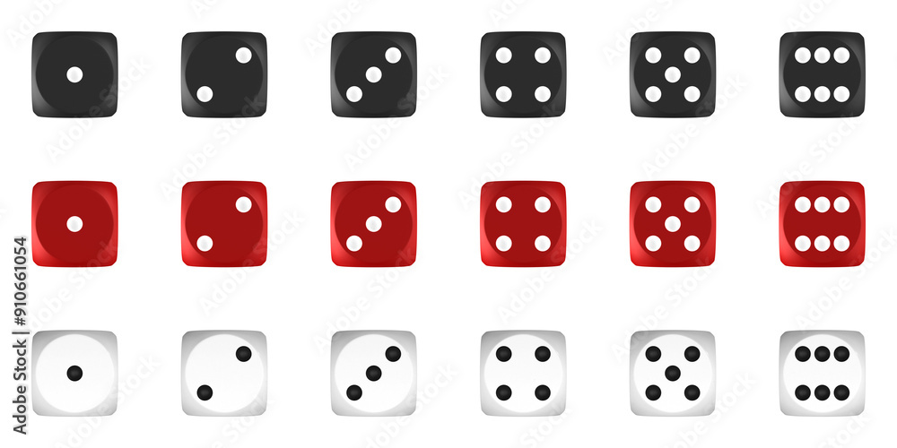 Set die on white background. Isolated 3D illustration Set die on white background. Isolated 3D illustration