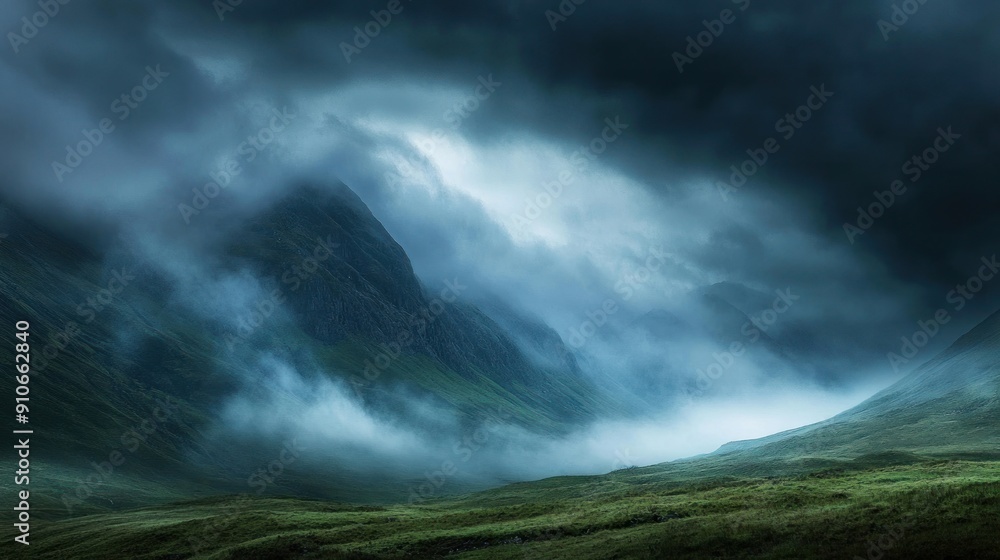 Dramatic Mountain Landscape with Mist Dramatic Mountain Landscape with Mist