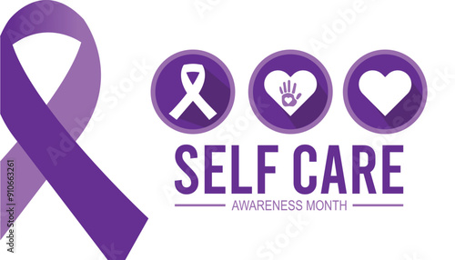 National Self-Care Awareness Month is observed every year on September.Holiday concept background, placard, banner design template Vector illustration background design.