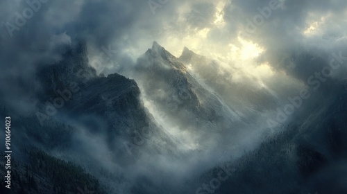 Majestic Mountain Peaks Amidst a Sea of Clouds