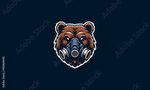 head grizzly respirator vector illustration mascot design