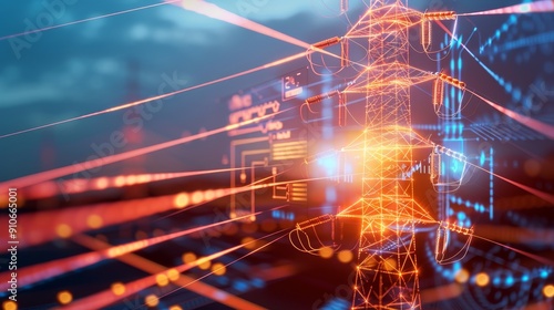 Smart grid gadgets, power invention, renewable energy technology concept with copy space and deep depth of field.