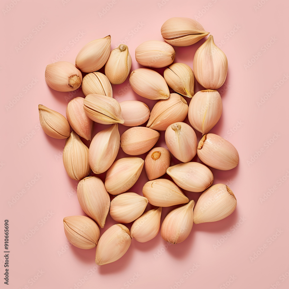 Natural Pile of Ginkgo Nuts on Soft Pink Natural Pile of Ginkgo Nuts on Soft Pink