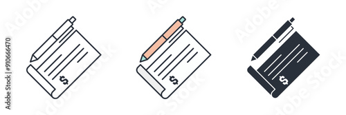 Cheque icon symbol vector illustration isolated on white background