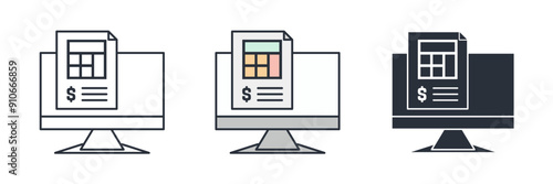 Accounting software icon symbol vector illustration isolated on white background