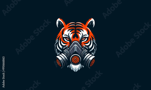 head tiger respirator vector illustration mascot design