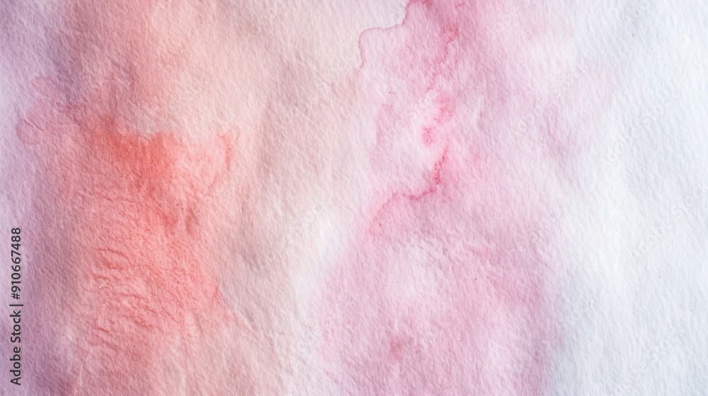 Fototapeta premium Soft watercolor texture in gentle pink and white tones, ideal for backgrounds, invitations, or artistic projects.