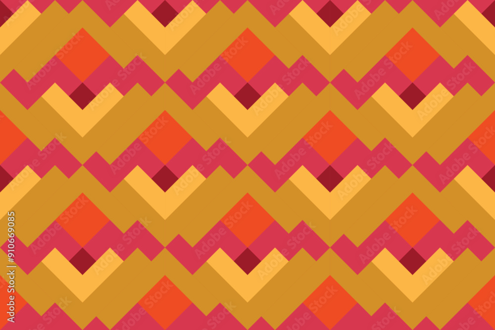 seamless geometric pattern in autumn colors. vibrant geometric zigzag pattern featuring bold and colorful shapes in shades of orange, red, and yellow, perfect for modern designs, fabric, textile seamless geometric pattern in autumn colors. vibrant geometric zigzag pattern featuring bold and colorful shapes in shades of orange, red, and yellow, perfect for modern designs, fabric, textile