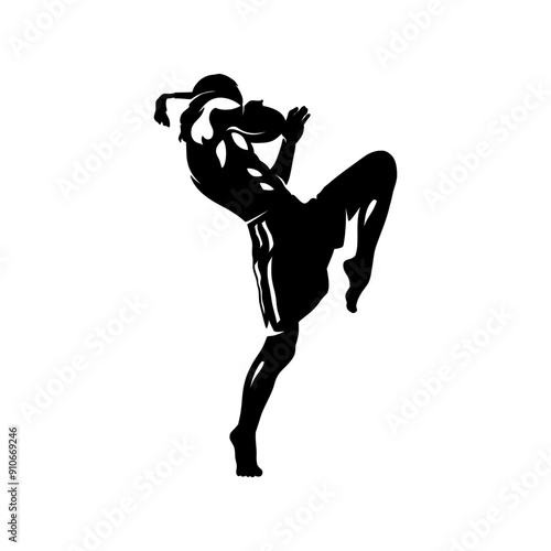 muay thai fighter illustration with silhouette