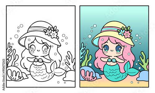 learn to color, beautiful mermaid coloring book