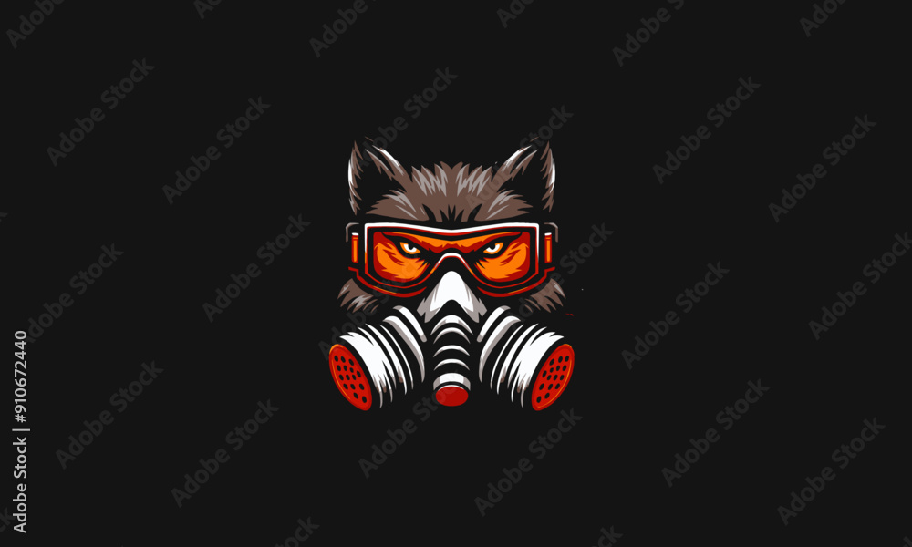 head cat angry wearing respirator vector artwork design head cat angry wearing respirator vector artwork design