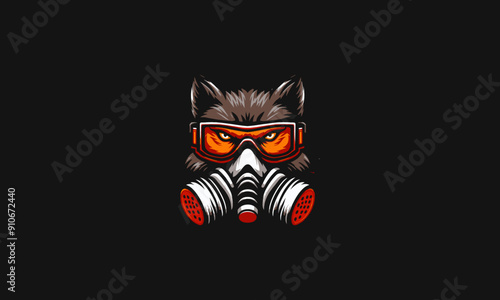 head cat angry wearing respirator vector artwork design photo