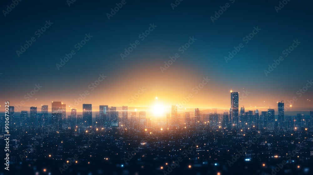 Sunrise Over Modern City Skyline Sunrise Over Modern City Skyline