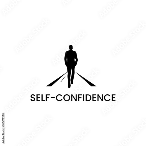 human business walking logo . self confidence logo  achieve goal design vector