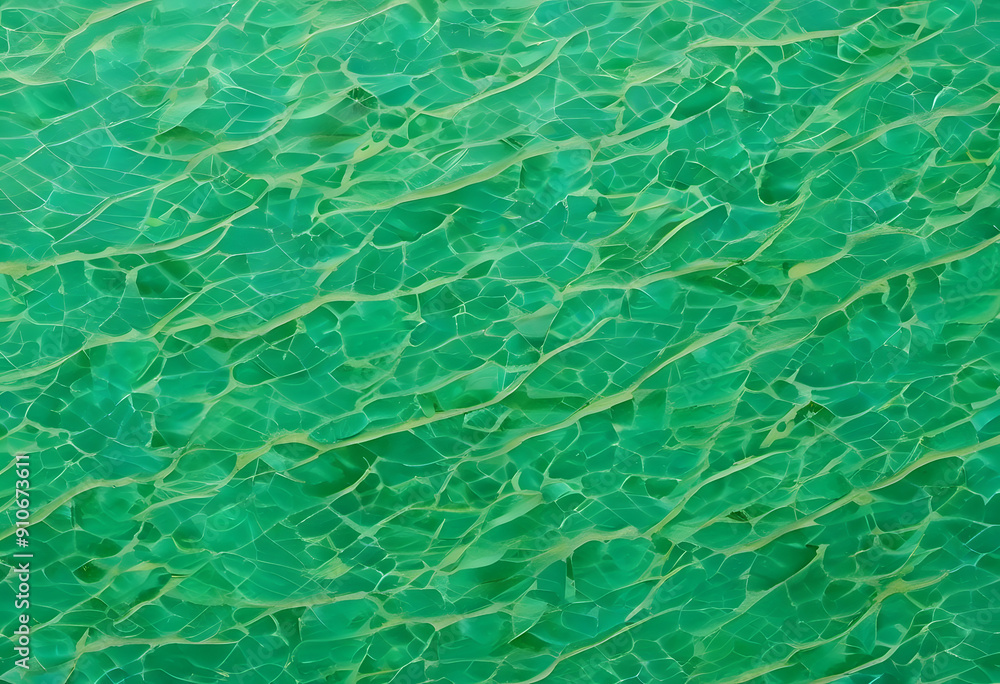 An abstract pattern of green waves resembling water surface, with a textured appearance a vibrant green color with a marbled effect, resembling jade. The light creates movement in the design. An abstract pattern of green waves resembling water surface, with a textured appearance a vibrant green color with a marbled effect, resembling jade. The light creates movement in the design.