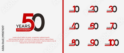 anniversary logo style set with black and red color can be use for celebration moment