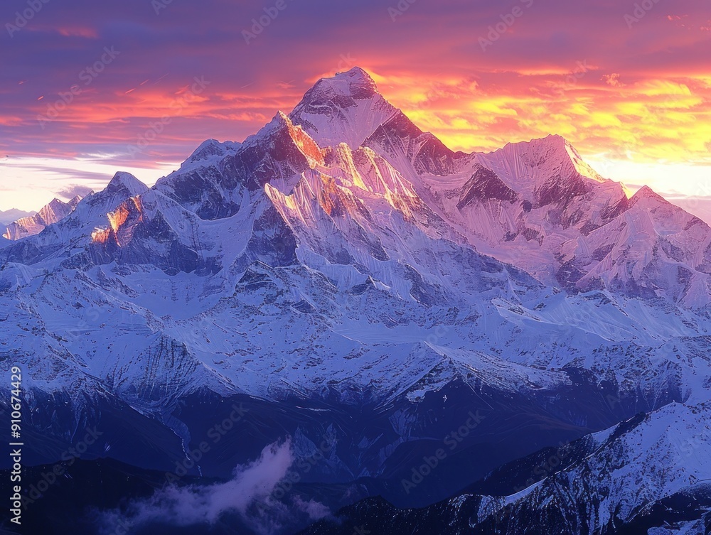 Obraz premium Majestic Mountain Peak at Sunset