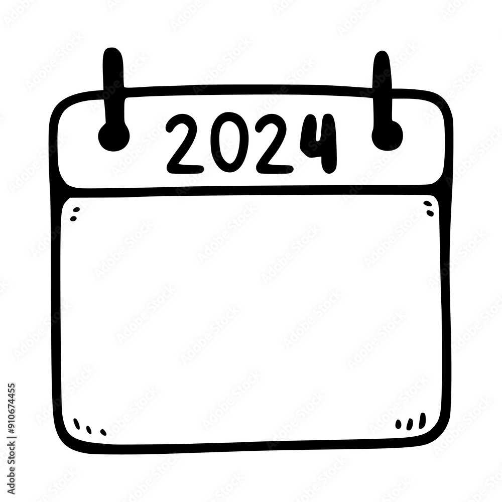 year 2024 calendar doodle hand drawn vector illustration template design year 2024 calendar doodle hand drawn vector illustration template design