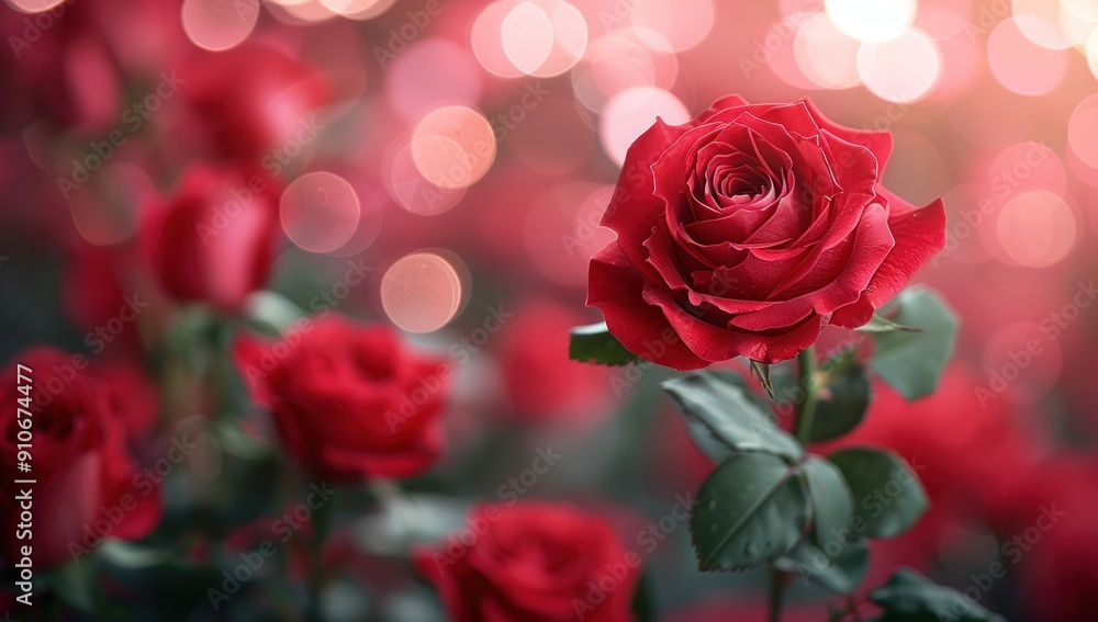 Red Rose with a Delicate Blurry Background Red Rose with a Delicate Blurry Background