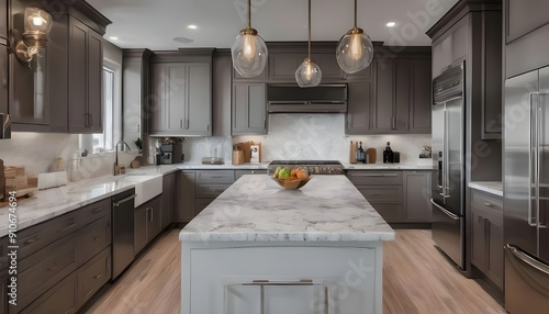 sleek modern kitchen boasts minimalist cabinets, wood accents, and high-end appliances photo