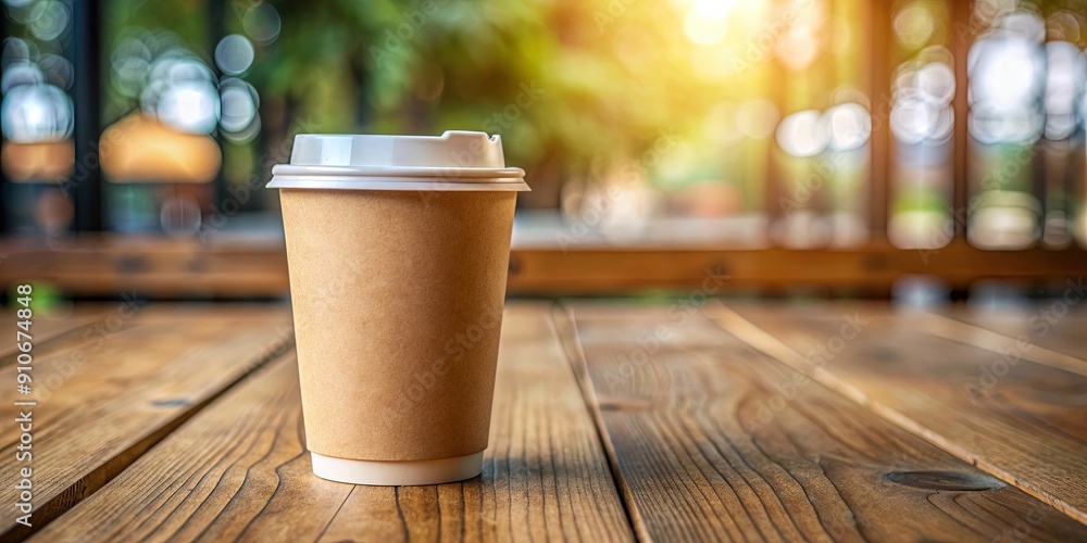Disposable paper coffee cup on a wooden table, coffee, cup, paper, disposable, drink, to-go, takeout Disposable paper coffee cup on a wooden table, coffee, cup, paper, disposable, drink, to-go, takeout