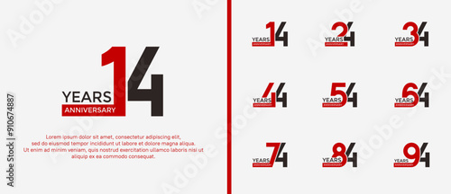 anniversary logo style set with black and red color can be use for celebration moment