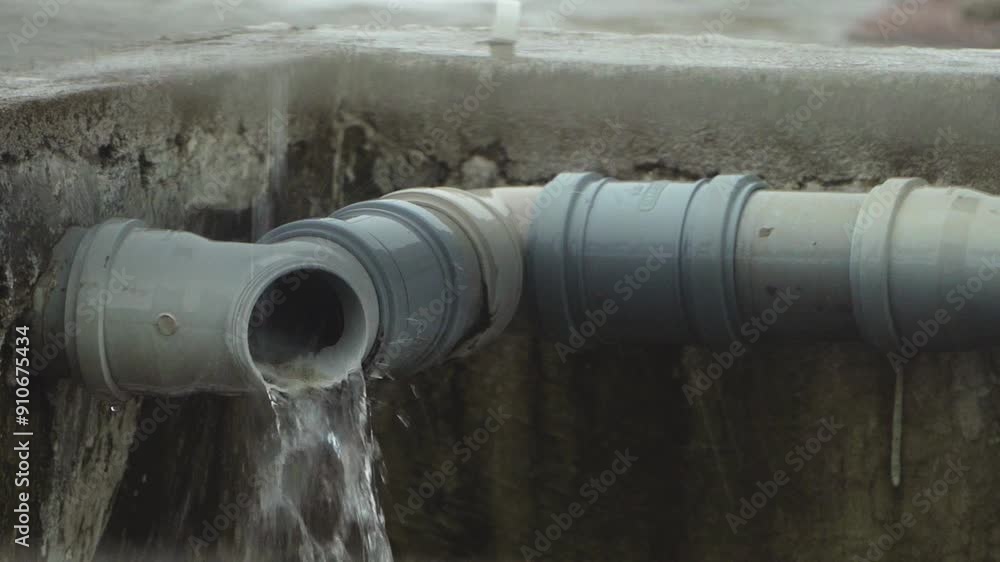 Rainwater Flowing from PVC Pipe Close-Up of Water Management System, Water Flowing from Drain Pipe Urban Rainwater Management in Action stock video Rainwater Flowing from PVC Pipe Close-Up of Water Management System, Water Flowing from Drain Pipe Urban Rainwater Management in Action stock video