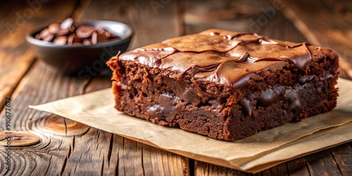 Delicious homemade chocolate brownie with gooey texture and rich chocolate flavor, dessert, baked goods, sweet, indulgent, fudgy