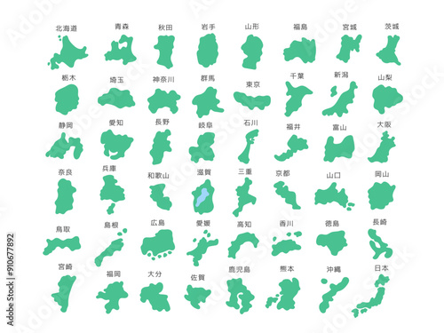 シンプルな日本の都道府県イラスト