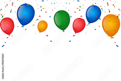 party balloons full colour with confetti vector free