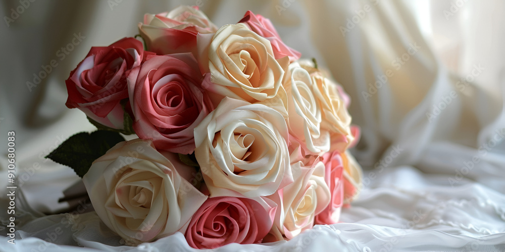 Elegant Bridal Rose Bouquet - Soft Pink and White Roses for Weddings Elegant Bridal Rose Bouquet - Soft Pink and White Roses for Weddings