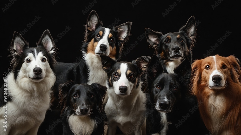Many obedient dogs Border Collies and other in all ages from the young dog to the senior : Generative AI Many obedient dogs Border Collies and other in all ages from the young dog to the senior : Generative AI