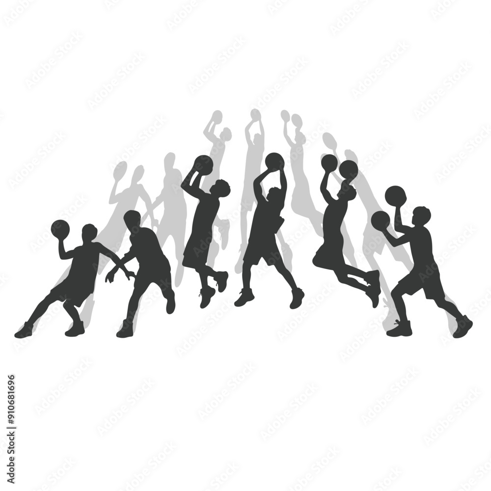 Vector set of silhouettes of basketball players, Basketball silhouettes. Man basketball player silhouette vector Vector set of silhouettes of basketball players, Basketball silhouettes. Man basketball player silhouette vector