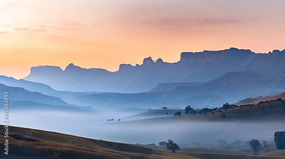 Obraz premium SMOKY WINTER SKIES DRAKENSBERG kwazulu natal south africa : Generative AI