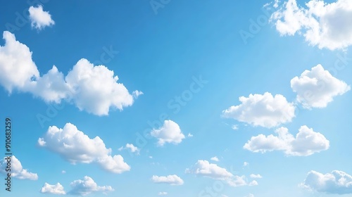 Wallpaper Mural scattered white clouds in clear blue sky as atmospheric conditions background template for PowerPoint presentation background : Generative AI Torontodigital.ca
