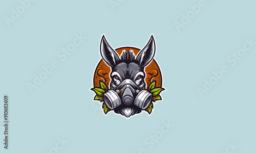 head donkey wearing respirator vector mascot design photo