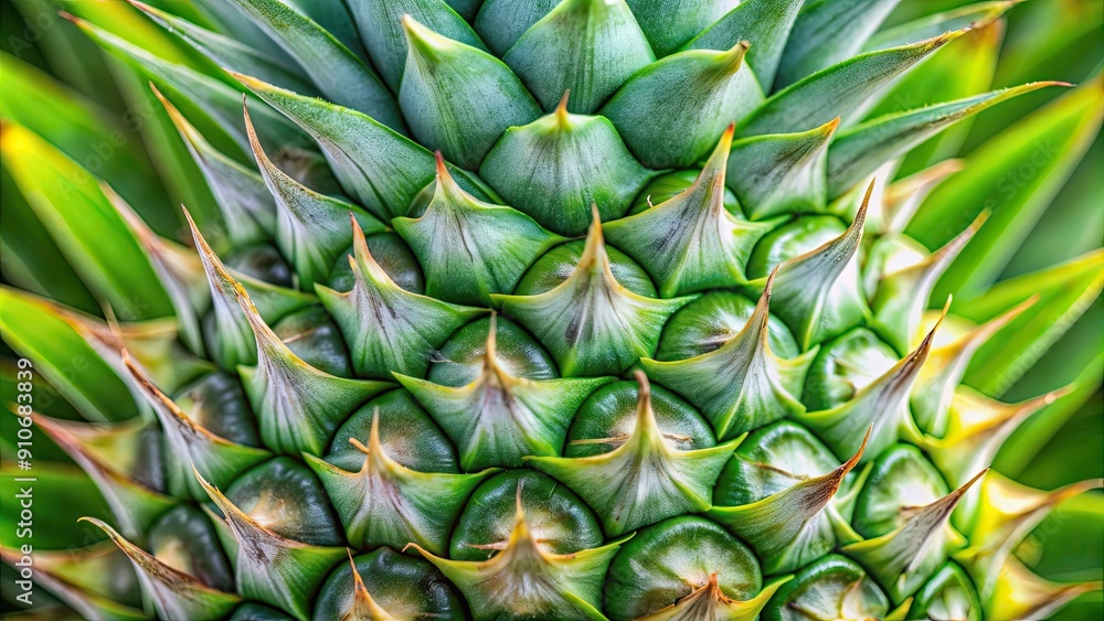 Fototapeta premium Close-up view of intricate pineapple leaf texture, pineapple, leaf, close-up, tropical, plant, pattern, natural, green