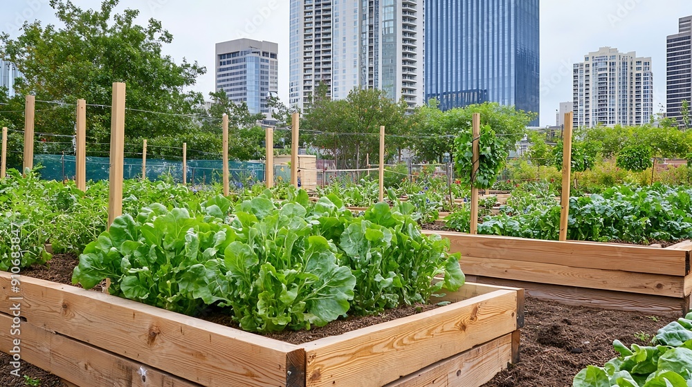 Potato and vegetable raised beds with city building background urban backyard garden in Dallas Texas homegrown organic tubers at homestead farming agriculture background USA : Generative AI Potato and vegetable raised beds with city building background urban backyard garden in Dallas Texas homegrown organic tubers at homestead farming agriculture background USA : Generative AI