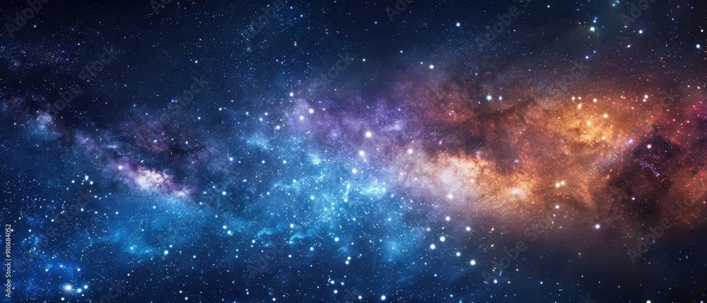 Fototapeta premium Stunning view of galaxy with vibrant nebula and countless stars. Deep space beauty, cosmic landscape, and infinite universe exploration.