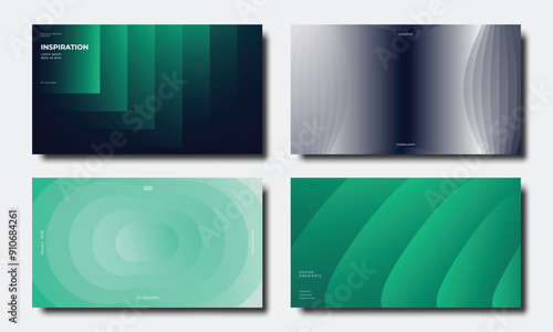 Set of template background design vector. Collection of creative abstract gradient vibrant colorful perspective geometric shape background. Art design for business card, cover, banner, wallpaper. photo