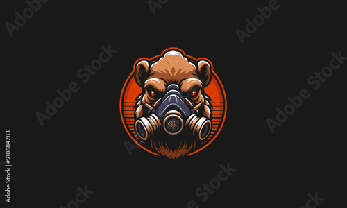 head camel wearing respirator vector mascot design photo