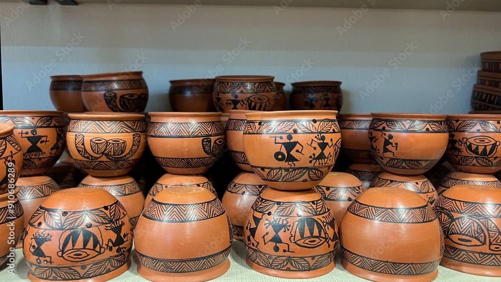 Chinese pickle jars, ceramic food storage containers or beige pots.biggest traditional handmade items with artistic decoration put on display for sale
Chinese pickle jars, ceramic food storage containers or beige pots.biggest traditional handmade items with artistic decoration put on display for sale