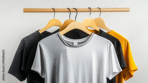 womens tshirts on  hanger on  white background : Generative AI photo