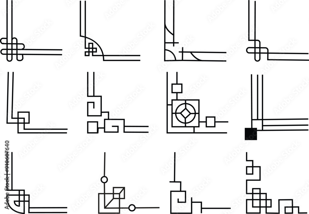 Big Set of Chinese frame corners. Traditional Asian pattern. For decoration of banners, holiday cards and Asian culture products. Vector illustration isolated on with transparent background. Big Set of Chinese frame corners. Traditional Asian pattern. For decoration of banners, holiday cards and Asian culture products. Vector illustration isolated on with transparent background.