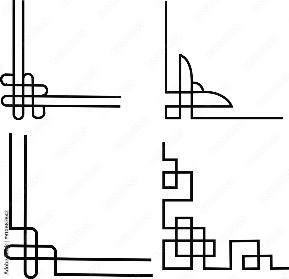 Big Set of Chinese frame corners. Traditional Asian pattern. For decoration of banners, holiday cards and Asian culture products. Vector illustration isolated on with transparent background. Big Set of Chinese frame corners. Traditional Asian pattern. For decoration of banners, holiday cards and Asian culture products. Vector illustration isolated on with transparent background.