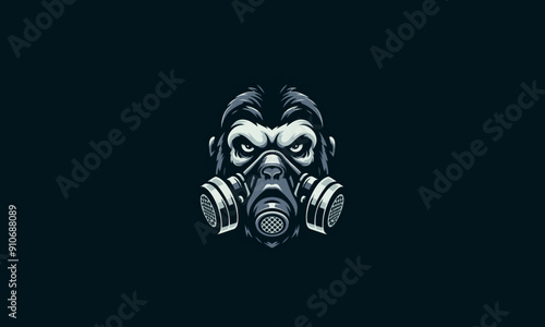 head gorilla wearing respirator vector illustration logo design
