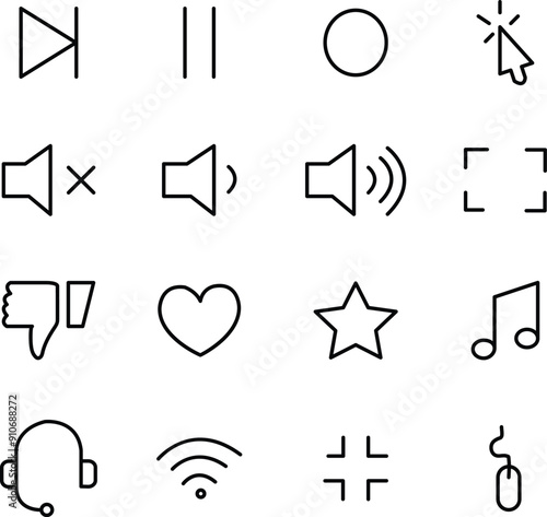 Big Collection of Web User Interface Line Icons Editable Stroke. User Interface thin Line icon. Icons are Suitable for Web Page, Mobile App. editable stroke with transparent background.