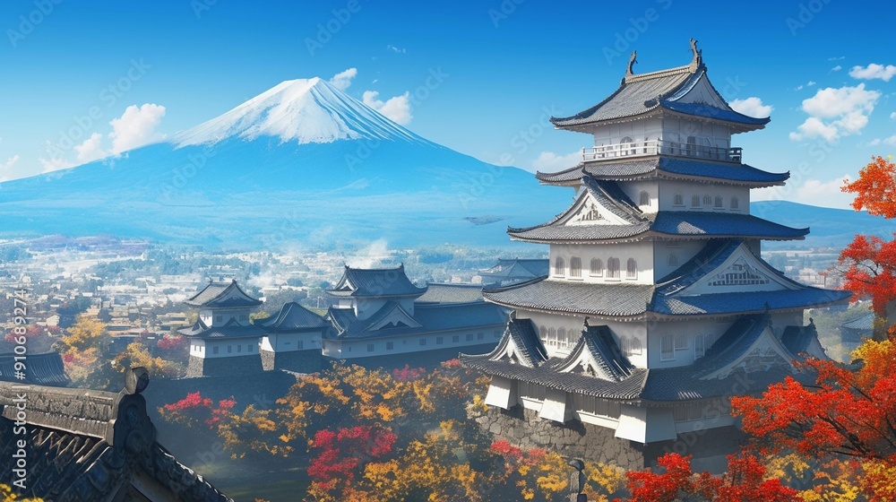 日本のお城と富士山の風景1 日本のお城と富士山の風景1